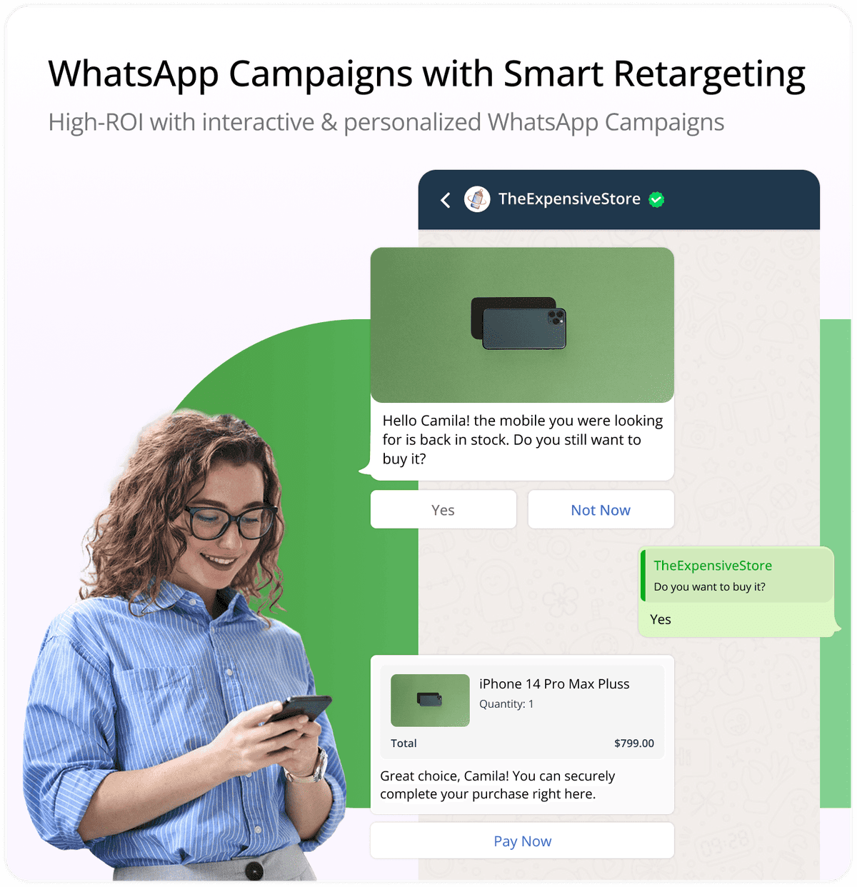 Chronox AI WhatsApp campaigns with smart retargeting to re-engage drop-offs, personalize follow-ups, and drive conversion